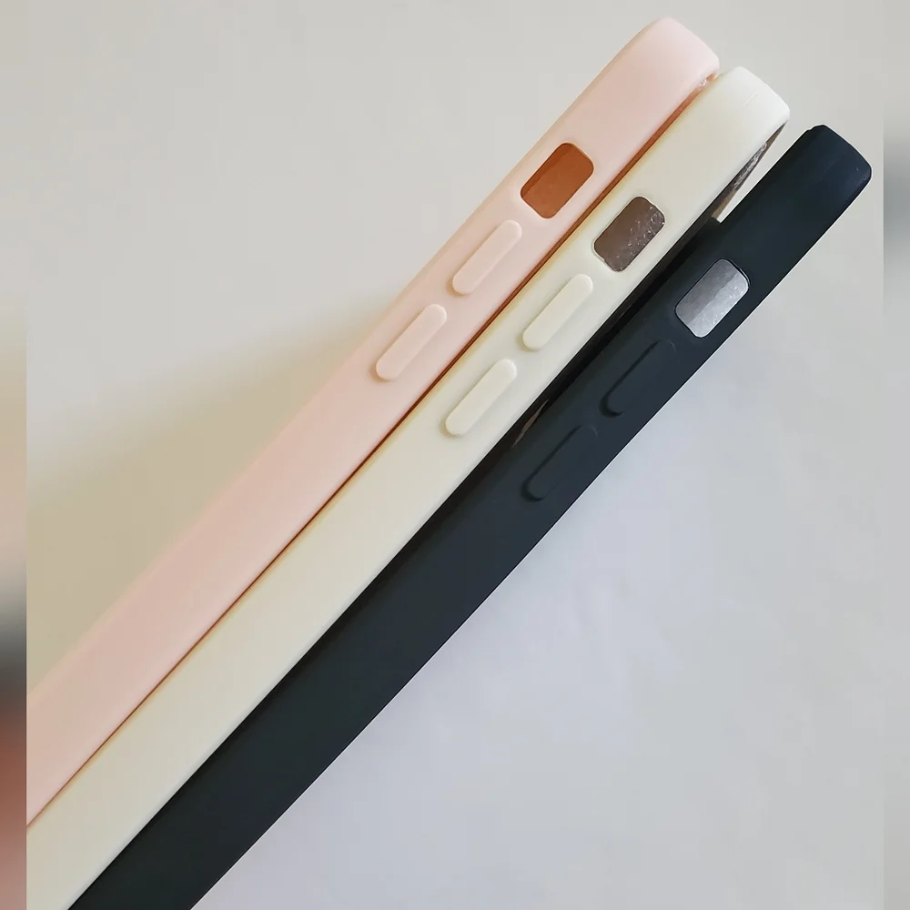 3-Piece Plain Phone Case Set – Black, White & Pink